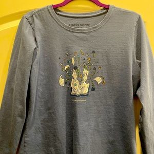 Life Is Good Crusher Tee, Medium, Book Lover